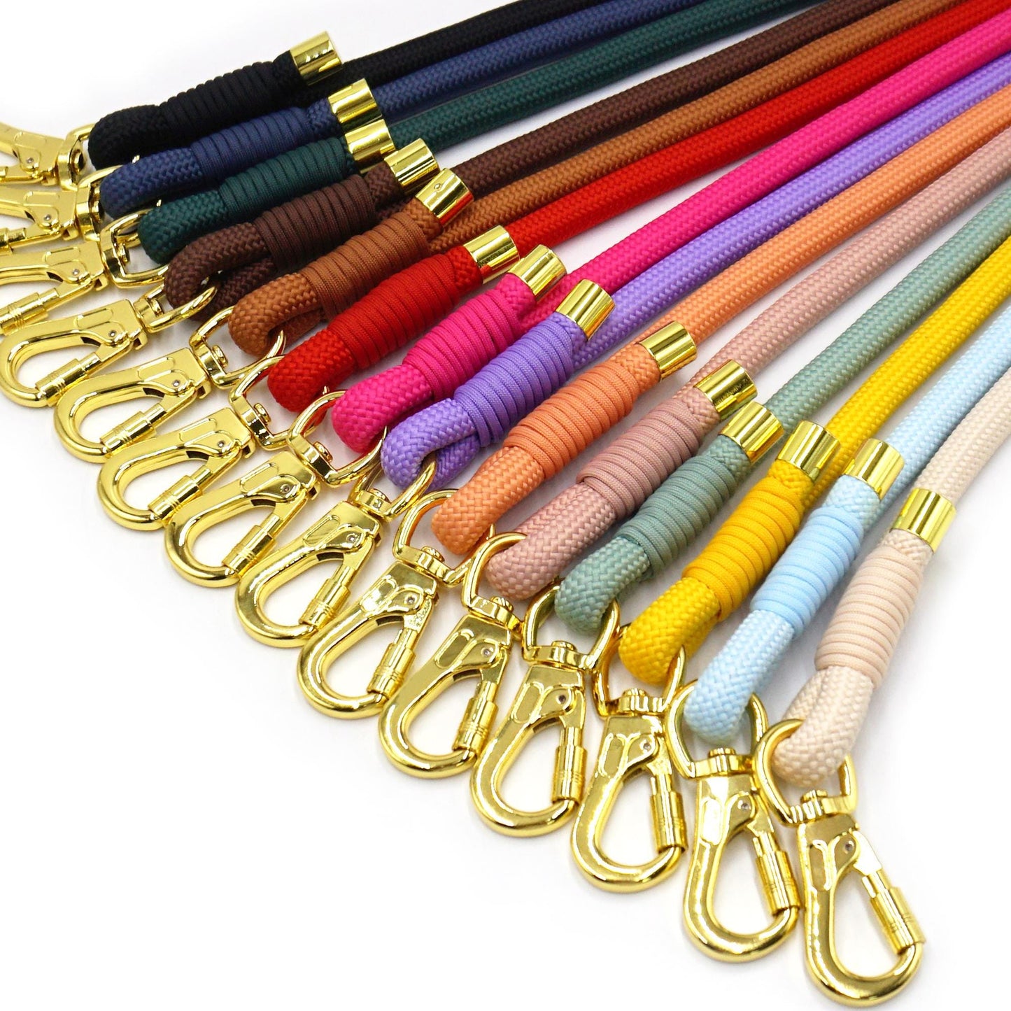 PU Leather Poop Bag Holder and Rope Leash in Cream+Yellow+Orange+Pink, Wedding Puppy Gift, Rope Dog Lead, Strong Dog Leash, Australia