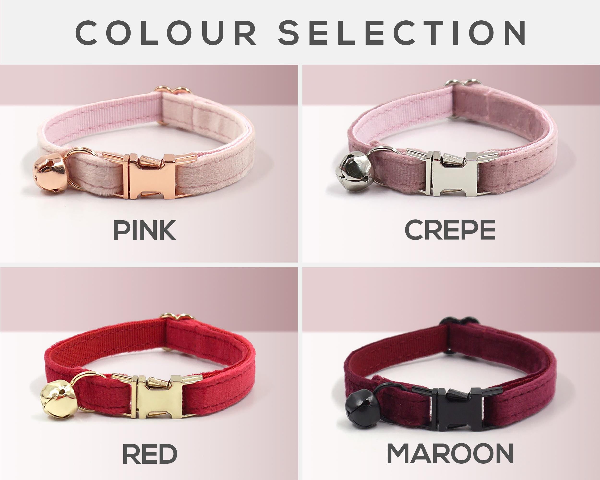 Red Cat Collar Personalized with Name for Female or Male Cat and Small Dog with Bell or Bow Tie in Pink, Dust Pink, Airtag for Cat Collar