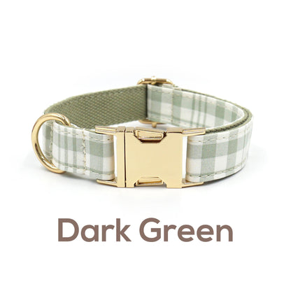 Plaid Dog Collar, Personalised Tag, Plaid Tartan Dog Collar and Leash or Bow, Collar for Male Dog, Engraved Name on Dog Collar, Boy Collar