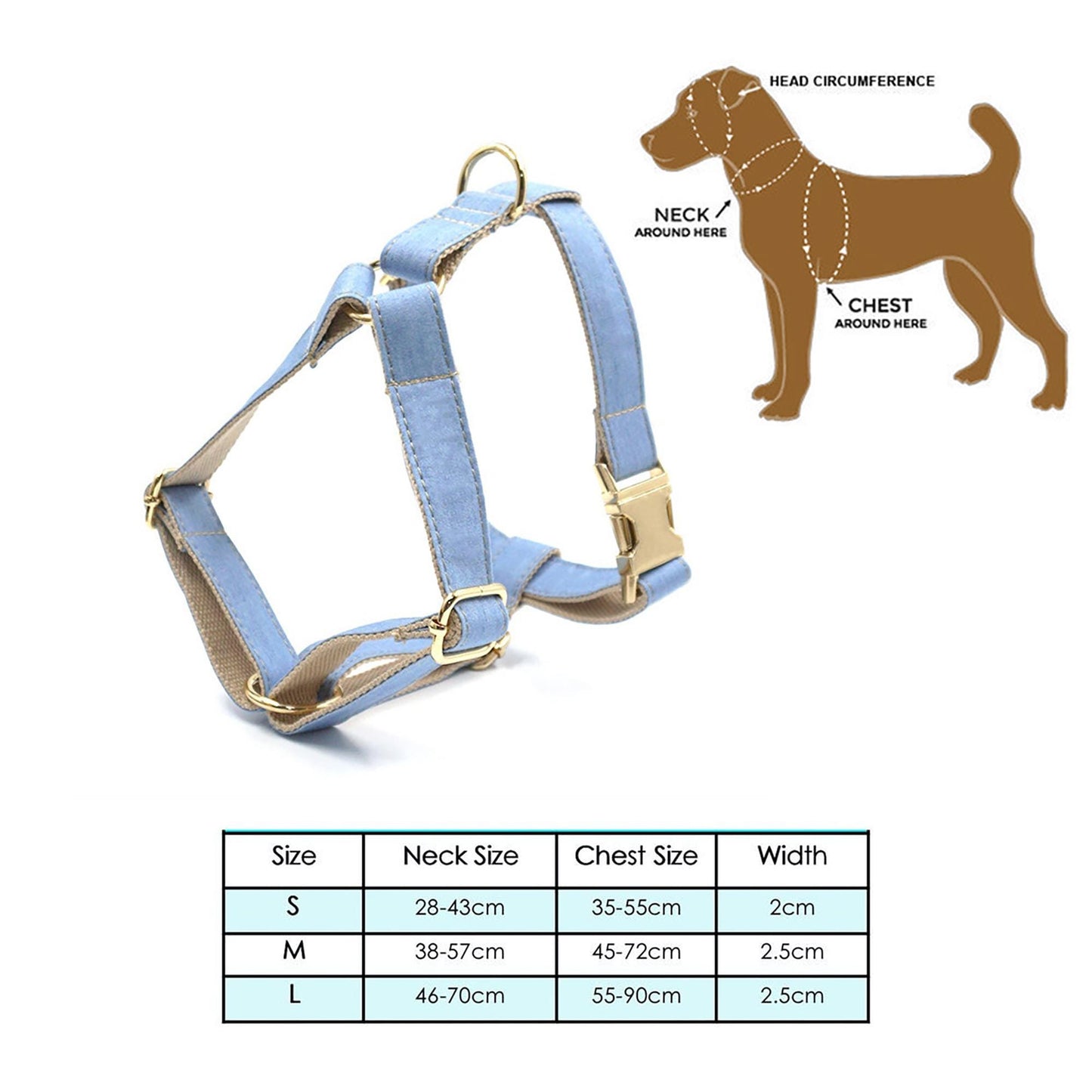 Custom Light Jean Personalised Dog Collar, Matching Dog Bowtie, Dog Leash, Dog Harness and Dog Poop Bag