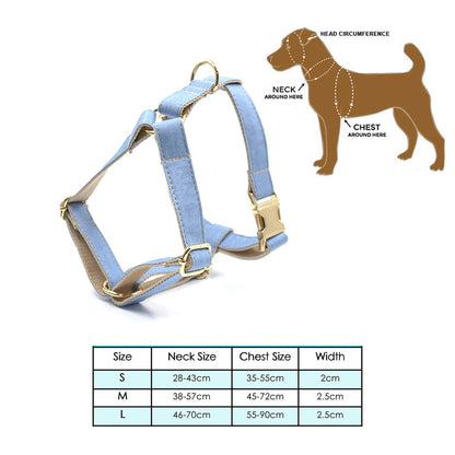Custom Light Jean Personalised Dog Collar, Matching Dog Bowtie, Dog Leash, Dog Harness and Dog Poop Bag