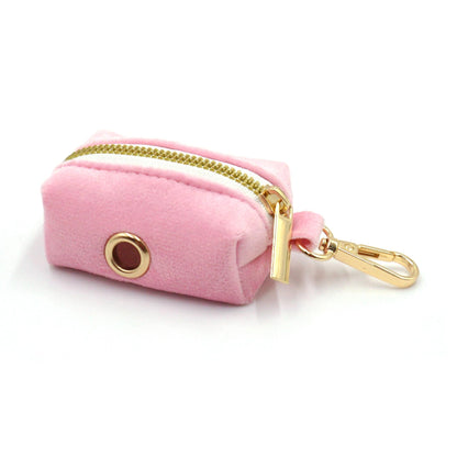 Pink Dog Collar, Custom Lace H-Style Dog Harness with Name, Velvet Dog Poop Bag, Leash, for Wedding