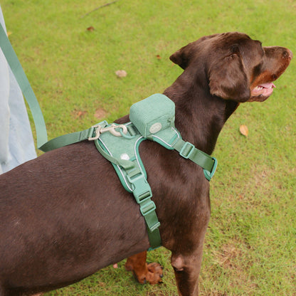 Personalised Dog Collar or Dog Harness Set - Green No Pull Dog Harness - Dog Leash - Poop Bag Holder - Treat Bag