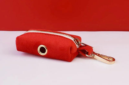 Red Dog Collar, Custom Lace H-Style Dog Harness with Name, Velvet Dog Poop Bag, Leash, for Wedding