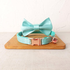 Satin Cat Collar, Silky Shiny Kitten Puppy Collar with Name Engraved, Detachable Bow and Bell in Purple, Teal, Silver, Blue, Hot Pink