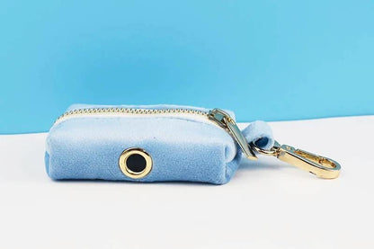 Blue Dog Collar, Custom Lace H-Style Dog Harness with Name, Velvet Dog Poop Bag, Leash, for Wedding