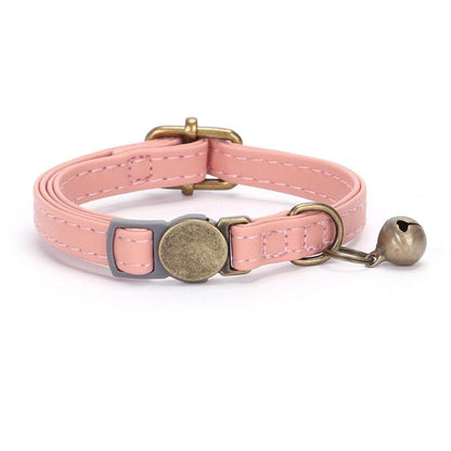 Breakaway PU Leather Personalised Cat Collar, Retro Style Cat Collar, Custom Engraved Kitten Name Safety Buckle