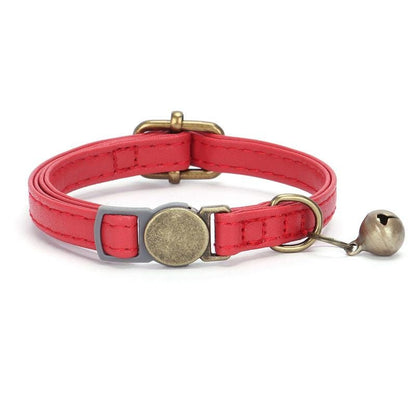 Breakaway PU Leather Personalised Cat Collar, Retro Style Cat Collar, Custom Engraved Kitten Name Safety Buckle