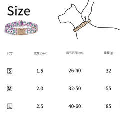 Personalized Engraved Dog Collar Tribal Embroidery Fabric Dog Collar with Custom Name Buckle