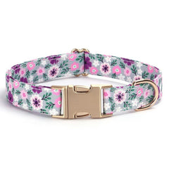 Personalized Engraved Dog Collar Tribal Embroidery Fabric Dog Collar with Custom Name Buckle