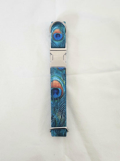 CLEARANCE, NEXT day ships, Black, Graffiti, Peacock, Floral and Bubble Patter Dog Collar Personalised Buckle with Custom Name ID