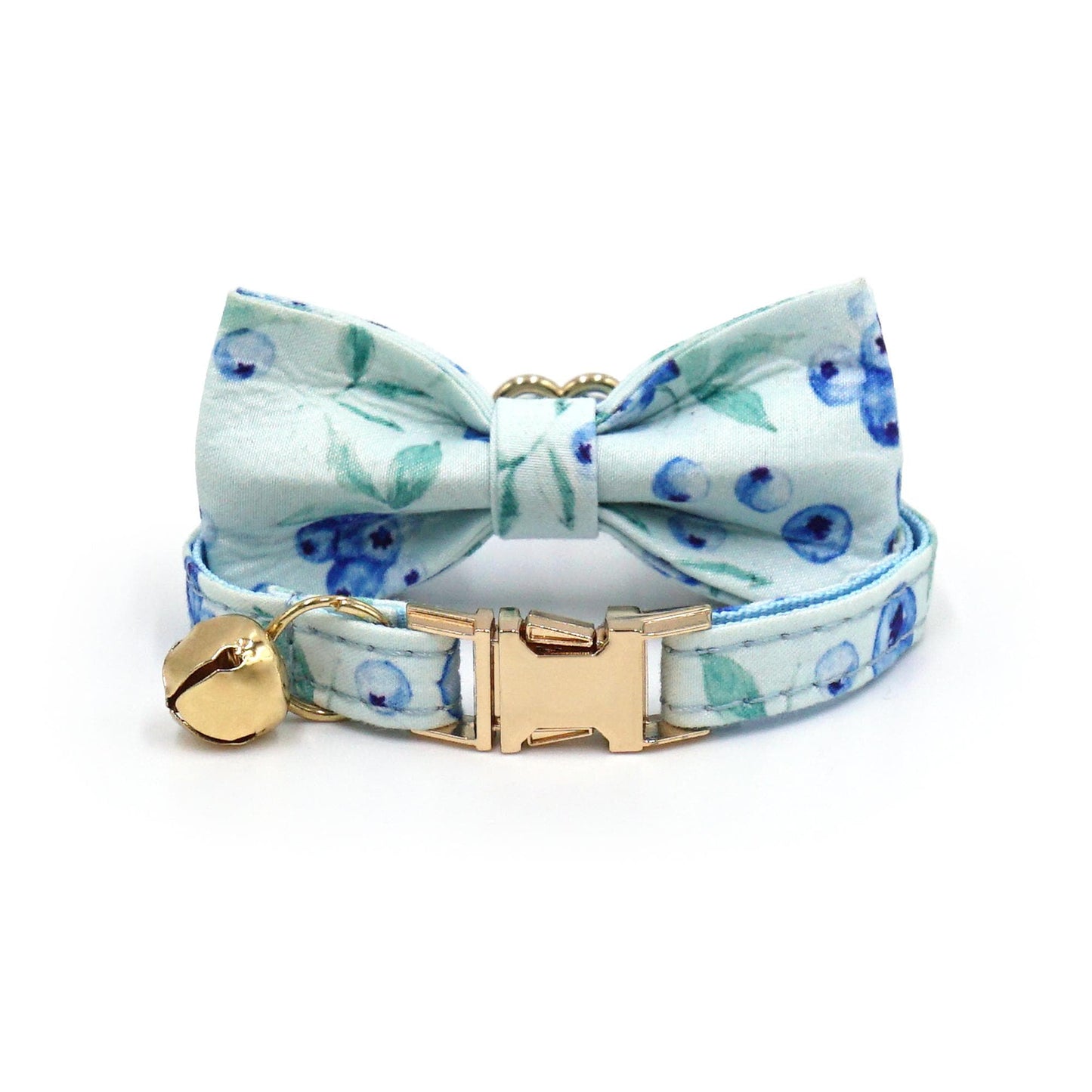 Personalised Cat Collar in Lemon, Blueberry Peach Cherry Pattern, Kitten Collar with Bell or Bow, Collar for Female Male Cat, Engraved Name