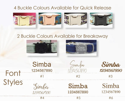 Personalised Cat Collar in Lemon, Blueberry Peach Cherry Pattern, Kitten Collar with Bell or Bow, Collar for Female Male Cat, Engraved Name