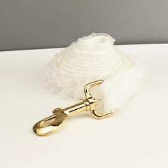 White Dog Collar, Custom Lace H-Style Dog Harness with Name, Velvet Dog Poop Bag, Leash, for Wedding, Different Combo