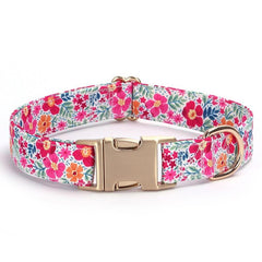 Personalized Engraved Dog Collar Tribal Embroidery Fabric Dog Collar with Custom Name Buckle