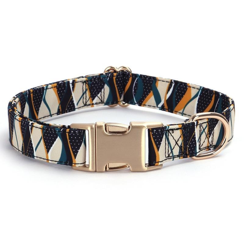 Personalised Dog Collar Tribal Embroidery Fabric Dog Collar with Custom Name Buckle