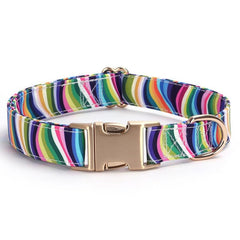 Personalized Engraved Dog Collar Tribal Embroidery Fabric Dog Collar with Custom Name Buckle
