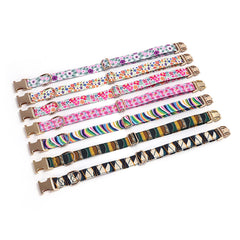Personalized Engraved Dog Collar Tribal Embroidery Fabric Dog Collar with Custom Name Buckle