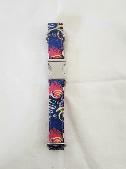 CLEARANCE, NEXT day ships, Black, Graffiti, Peacock, Floral and Bubble Patter Dog Collar Personalised Buckle with Custom Name ID