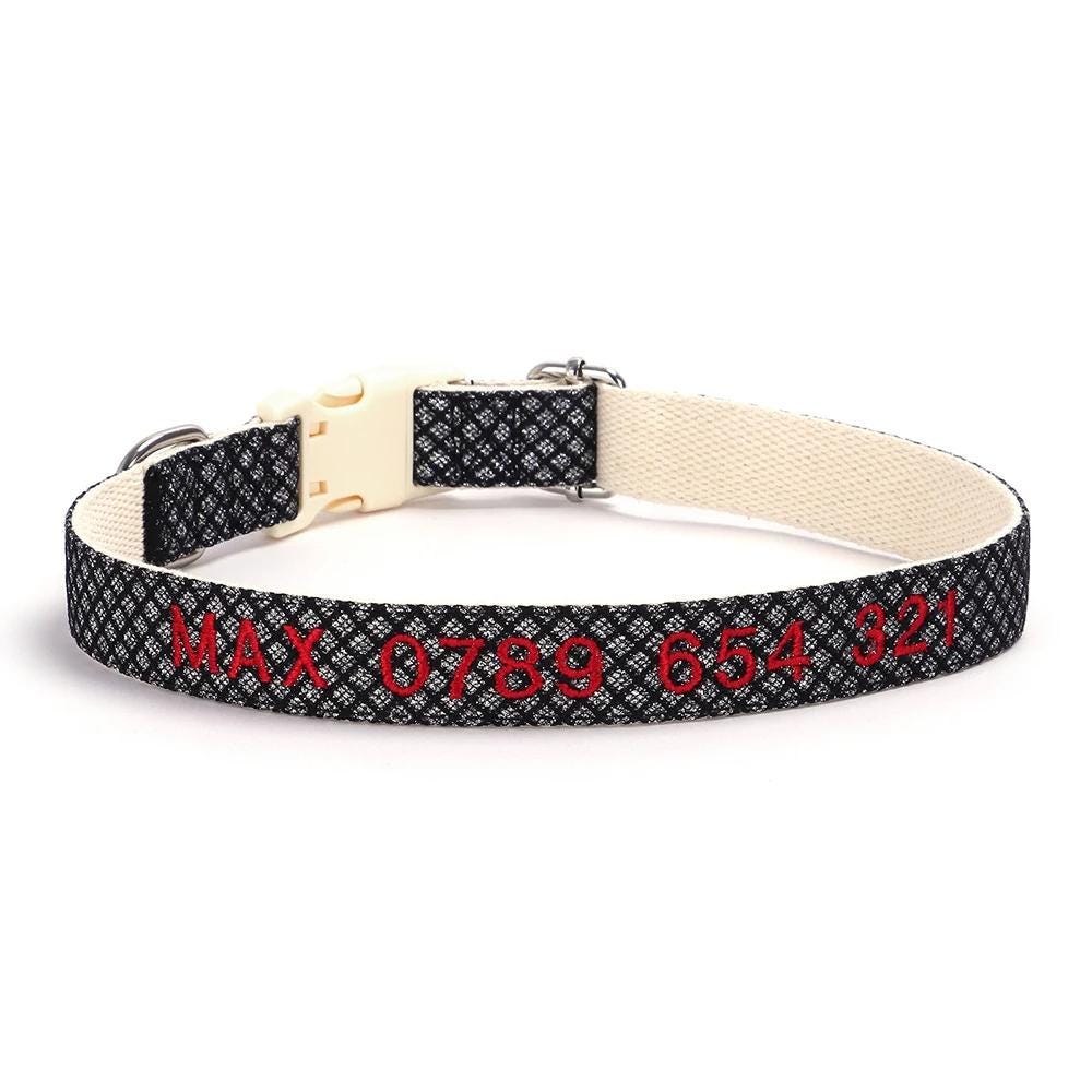 Personalised Dog Collar, Custom Embroidered Nylon Name for Small to Large Dog, Red, Blue, Green, Au, Us, Uk, Ca Fast Free Ship