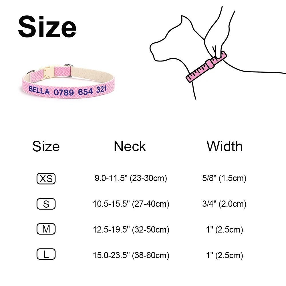Personalised Dog Collar, Custom Embroidered Nylon Name for Small to Large Dog, Red, Blue, Green, Au, Us, Uk, Ca Fast Free Ship