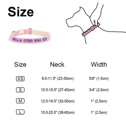 Personalised Dog Collar, Custom Embroidered Nylon Name for Small to Large Dog, Red, Blue, Green, Au, Us, Uk, Ca Fast Free Ship