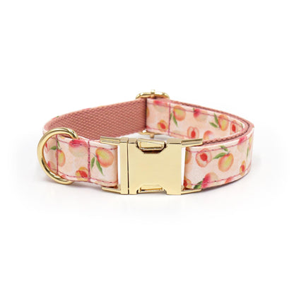 Personalised Dog Collar for Small to Large Dogs, Collar Leash Set, Custom Dog Collar Engraved Name, Peach Blueberry Cherry Lemon Dog Collar