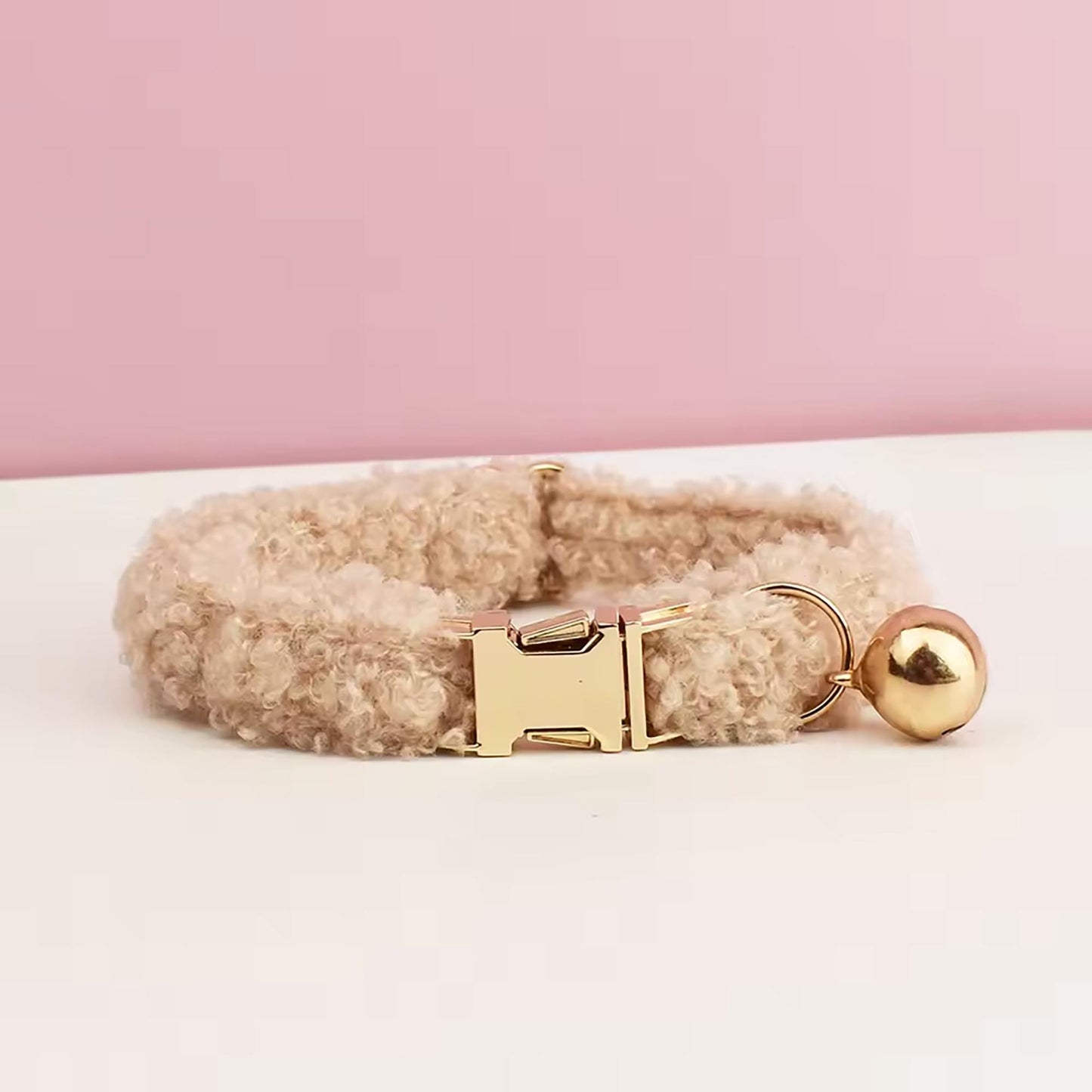 Teddy Bear Cat Collar, Personalised Tag, Fluffy Fleece Cat Collar with Bell or Bow, Custom Name Cat Collar, Engraved Name on Puppy Collar