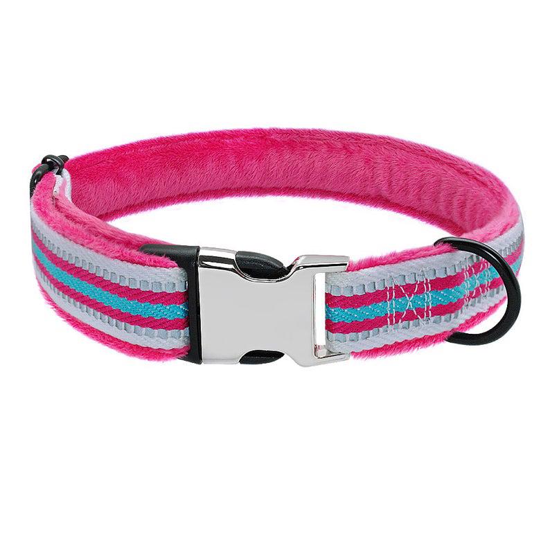 Personalised Laser Engraved Soft Fur Padded Reflective Winter Dog Collar, Custom Name Dog Collar For Small, Medium, Large Dogs