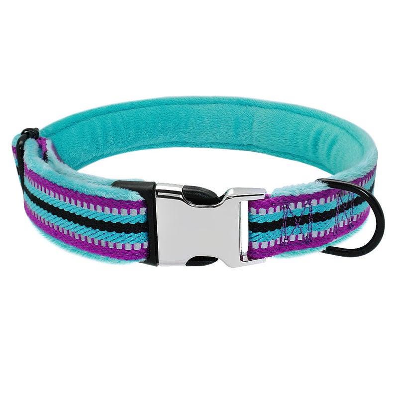 Personalised Laser Engraved Soft Fur Padded Reflective Winter Dog Collar, Custom Name Dog Collar For Small, Medium, Large Dogs