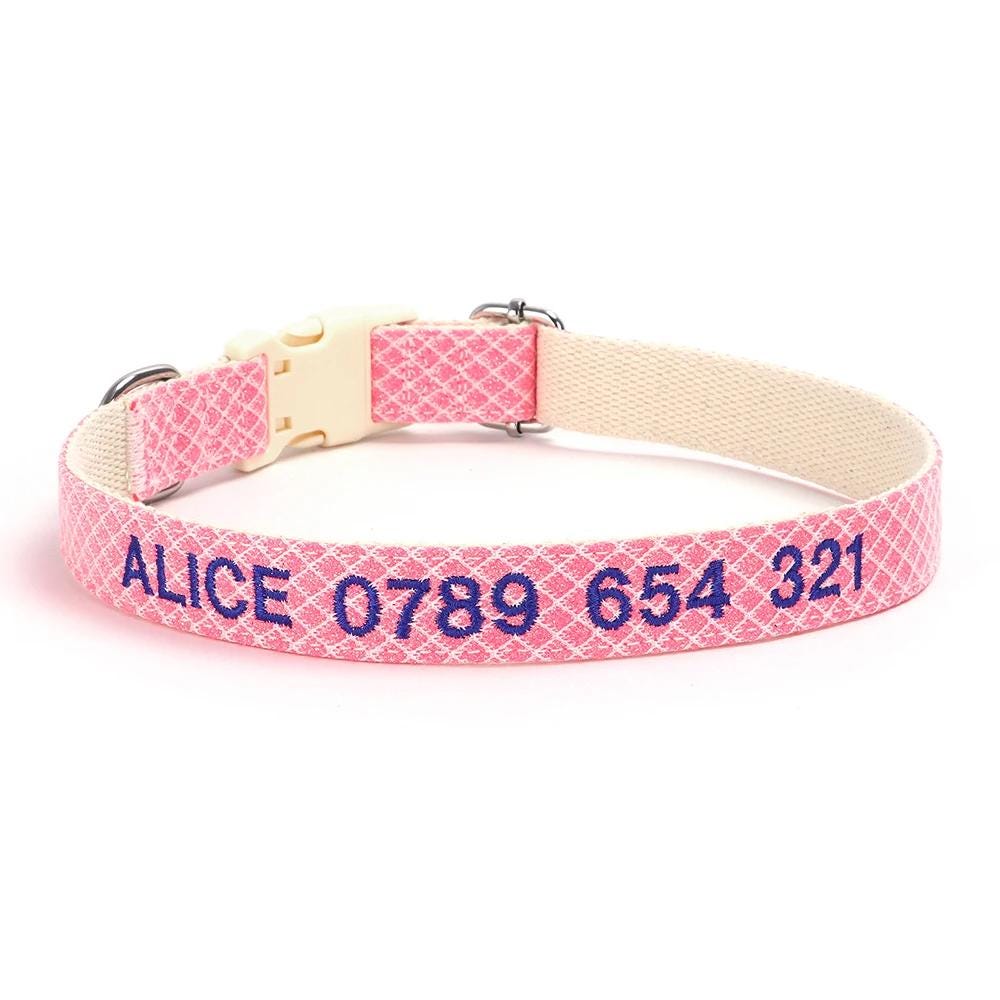 Personalised Dog Collar, Custom Embroidered Nylon Name for Small to Large Dog, Red, Blue, Green, Au, Us, Uk, Ca Fast Free Ship