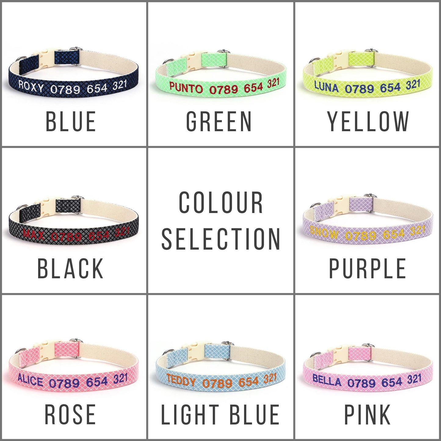 Personalised Dog Collar, Custom Embroidered Nylon Name for Small to Large Dog, Red, Blue, Green, Au, Us, Uk, Ca Fast Free Ship