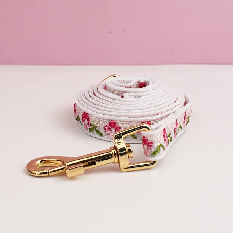 Girl Cat Collar, Personalised Tag, Custom Embroidery Cat Collar with Bell or Leash, Collar for female Cat, Engraved Name Lace Puppy Collar