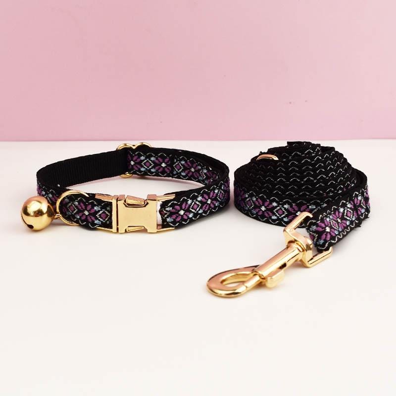 Custom Embroidery Cat Collar, Personalised Tag, Custom Cat Collar with Bell or Leash, Collar for Male Cat, Engraved Name on Puppy Collar