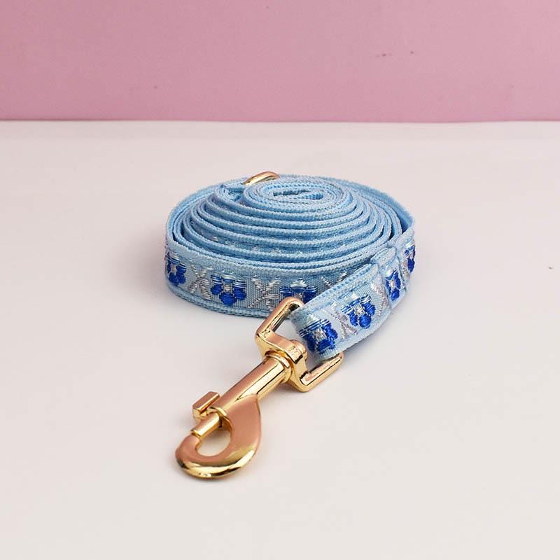 Floral Breakaway Embroidery Personalised Cat Collar, Leash Set, Custom Engraved Kitten Name Safety Buckle