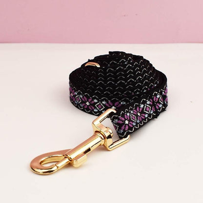 Personalised Floral Breakaway Embroidery Cat Collar, Leash Set, Custom Engraved Kitten Name Safety Buckle
