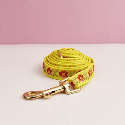 Personalised Floral Breakaway Embroidery Cat Collar, Leash Set, Custom Engraved Kitten Name Safety Buckle