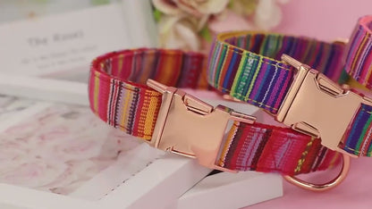 Personalised Dog Collar Tribal Embroidery Fabric Dog Collar with Custom Name Buckle, Small Medium Large Dog, Pet Gift