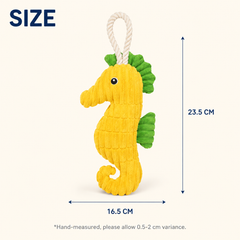 Size chart — seahorse dog toy 23.5 cm tall, 16.5 cm wide