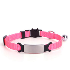 Personalised Cat Collar with Breakaway Buckle, Silent Tag Bell, 8 Bright Colors