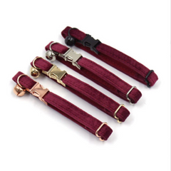Personalized Thick Velvet Cat Puppy Small Dog Collar with Detachable Bowtie Free Name Engraving