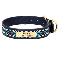 Black color leather dog collar