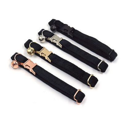 Personalised Thick Velvet Cat Puppy Small Dog Collar with Detachable Bowtie Free Name Engraving