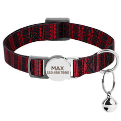 Cat Collar Custom Personalised Safety Breakaway Cat Collar With Bell Tribal Plaid Engraved Name Adjustable Collar for Cat Kitten Female Male Boy Girl Cat Kitten Custom Pet Gift