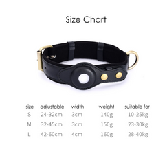 AirTag Genuine Leather/Vegan Leather Dog Collar, Adjustable