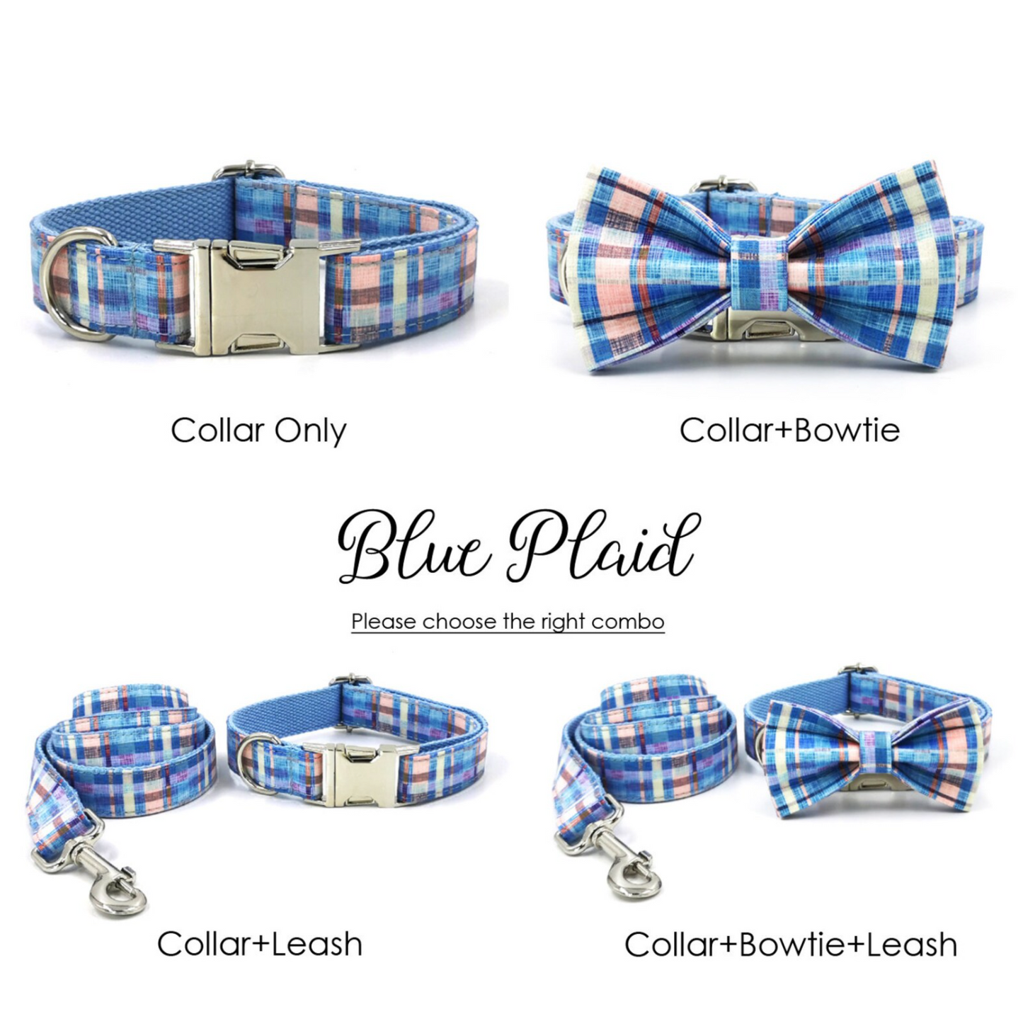 Heart Tie-dye Tribal Plaid Custom Dog Collar Set