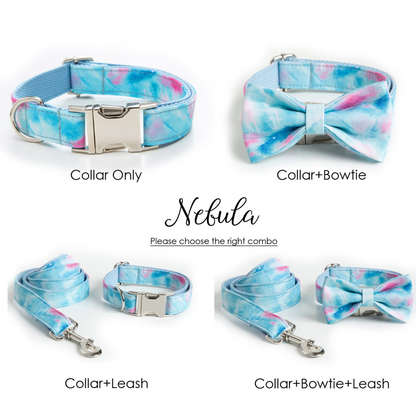 Heart Tie-dye Tribal Plaid Custom Dog Collar Set