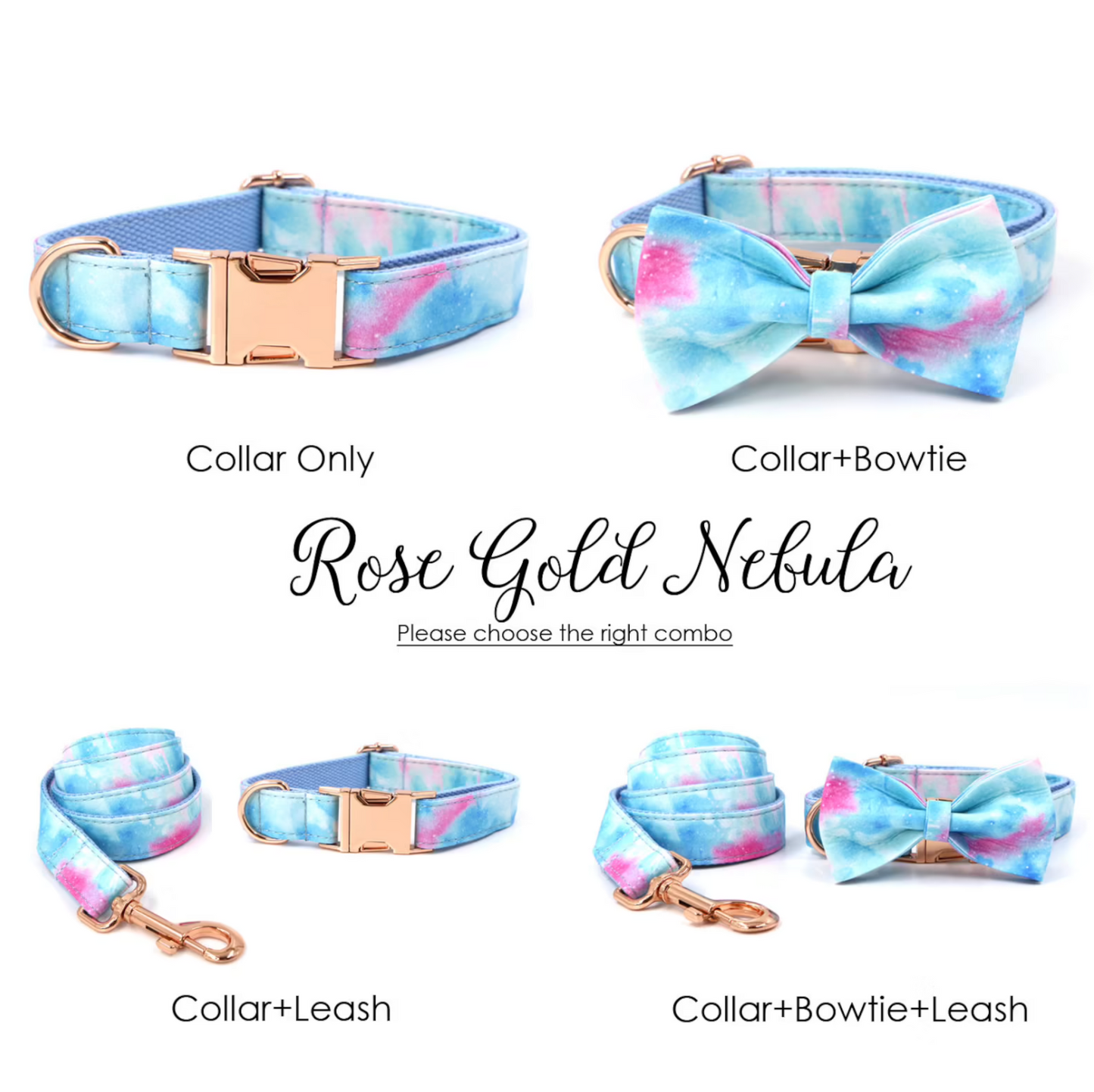 Heart Tie-dye Tribal Plaid Custom Dog Collar Set