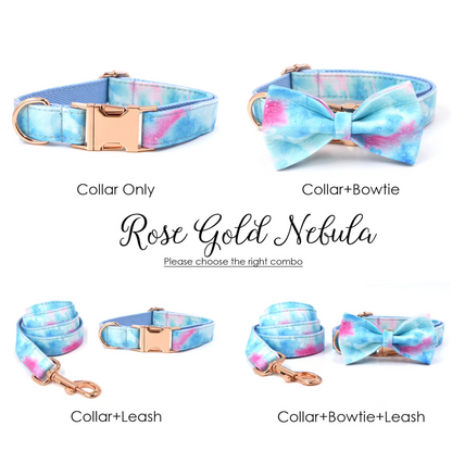 Heart Tie-dye Tribal Plaid Custom Dog Collar Set
