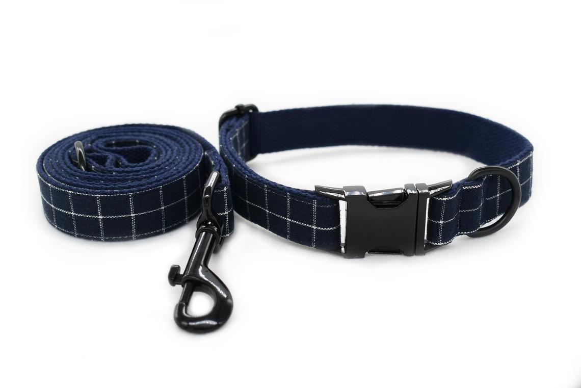 Blue/Gray Plaid Custom Collar